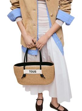 Cesto Tous grande Scoubidou natural e preto para mulher.