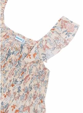 Blusa Mayoral floral franzida creme para menina