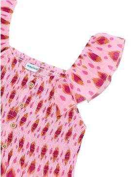 Blusa Mayoral estampada em fúcsia e rosa para menina.