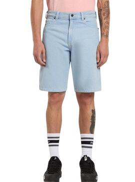 Calças de carpinteiro Dickies Bermuda em denim claro para homem.