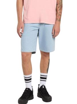 Calças de carpinteiro Dickies Bermuda em denim claro para homem.