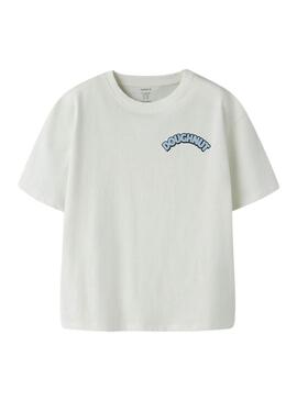 Camiseta Name It Foxe branca para menino.