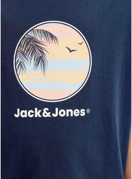 Camiseta Jack and Jones Perry azul marinho para criança.
