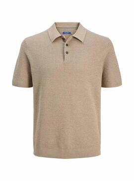 Polo de malha Jack and Jones Bluriley bege para homem.