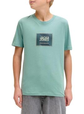 Camiseta Jack and Jones Rain verde para criança.