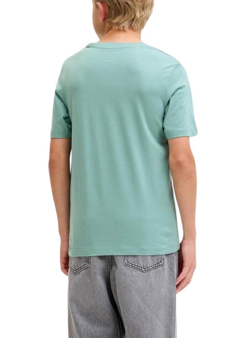 Camiseta Jack and Jones Rain verde para criança.