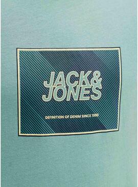 Camiseta Jack and Jones Rain verde para criança.