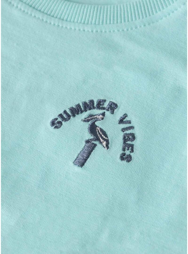 Camiseta Name It Flapz turquesa para menino.