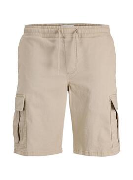 Bermudas Jack and Jones Cole carga bege para homem.