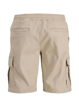 Bermudas Jack and Jones Cole carga bege para homem.