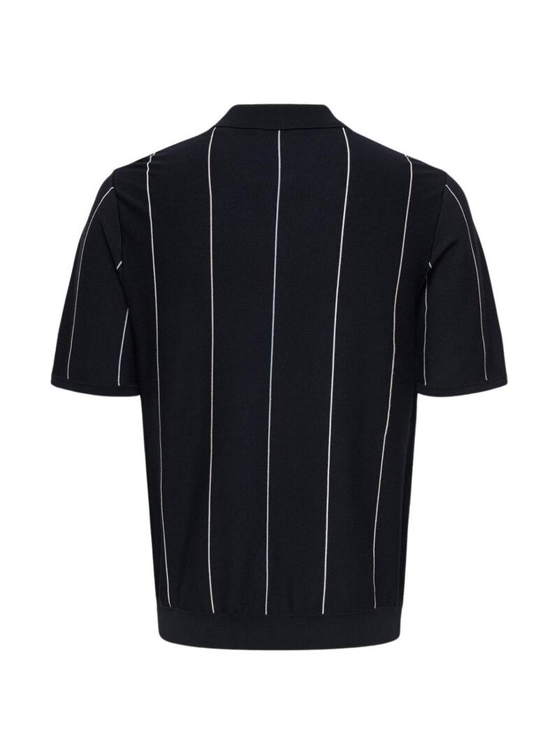 Camisa Polo Only and Sons Wyler azul e branca para homem.