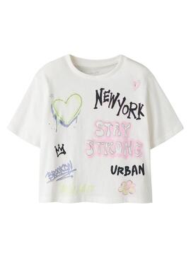 Camisa Name It Fosiaz branca para menina.