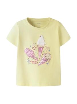 Camiseta Name It Fentaz amarela para menina.