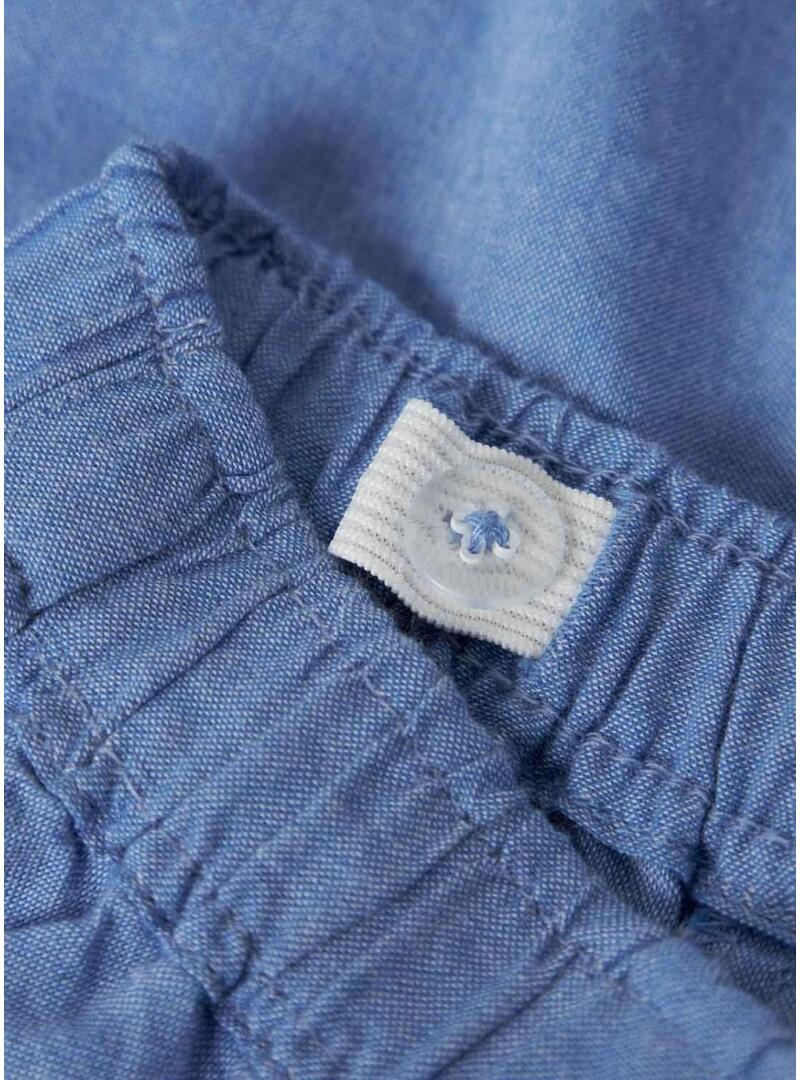 Shorts Name It Ferma Mini bordado inglês azul para menina