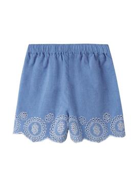 Shorts Name It Ferma Mini bordado inglês azul para menina
