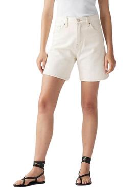 Bermudas Levis High Baggy branco para mulheres