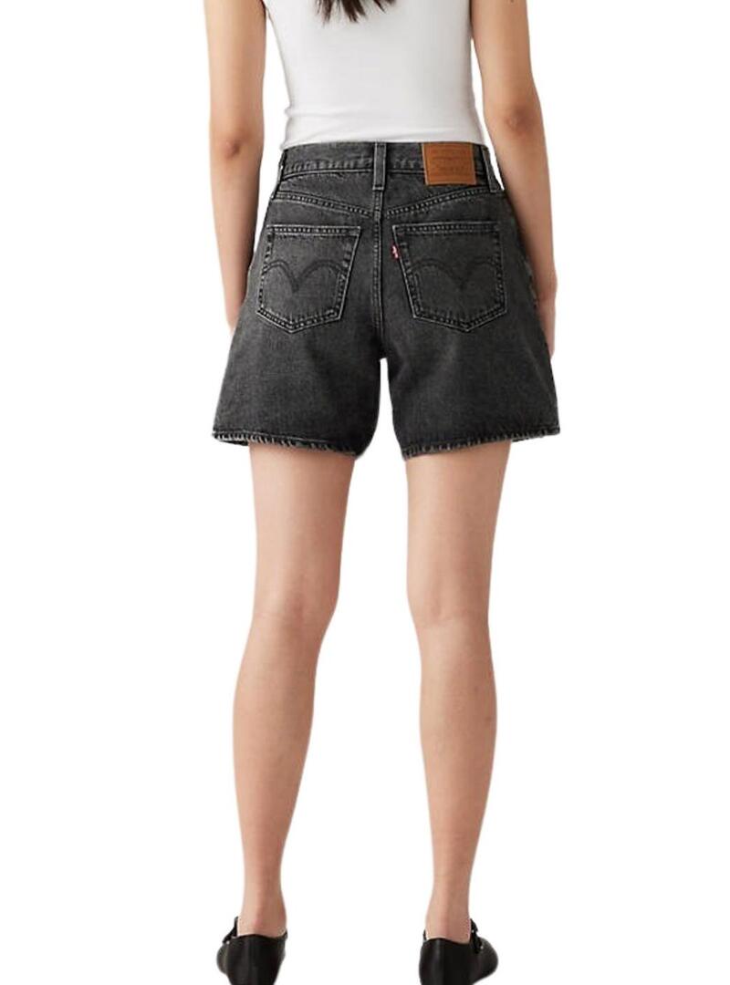 Bermuda Levis High Baggy preta para mulher.