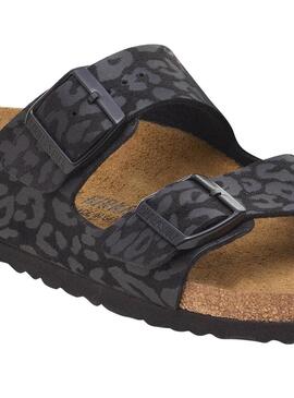 Sandálias Birkenstock Arizona Leo preto para mulher.