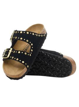 Sandálias Birkenstock Arizona Rivets preto para mulher.