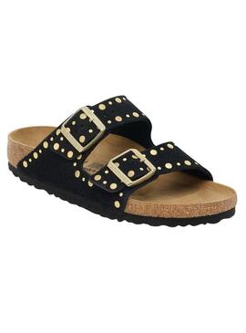 Sandálias Birkenstock Arizona Rivets preto para mulher.