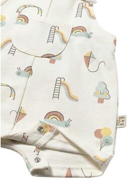 Regata curta estampada parques marfim para bebê.