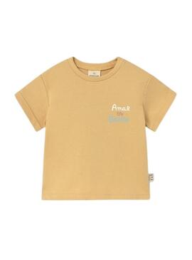 Camisola Mayoral com mensagem mostarda para bebê.