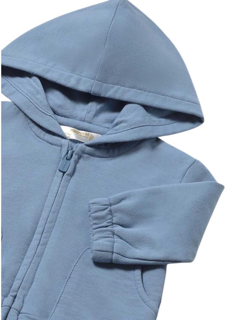 Moletom com capuz Mayoral azul céu para bebê.
