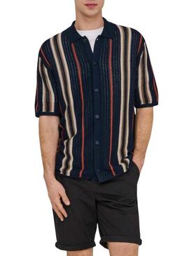 Polo Only and Sons Leon azul marino para homem.