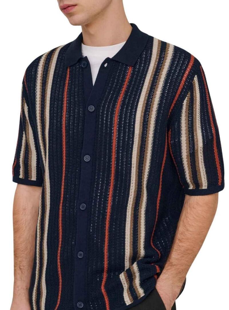 Polo Only and Sons Leon azul marino para homem.