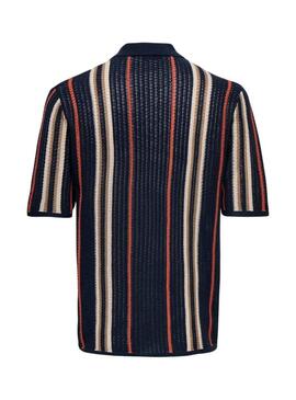 Polo Only and Sons Leon azul marino para homem.