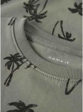Camiseta Name It Fille com estampa de palmeiras verde para menino