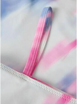 Biquíni Name It Zie estampado azul e rosa para menina.