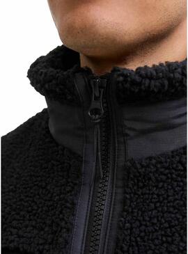Jaqueta Jack and Jones Soho teddy preta para homem.