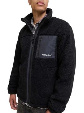 Jaqueta Jack and Jones Soho teddy preta para homem.