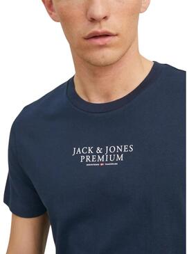 Camiseta Jack and Jones Bluarchie azul marinho para homem.