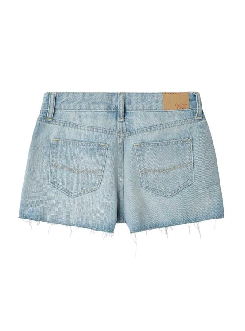Shorts de ganga Pepe Jeans A-Line de lavagem clara para menina
