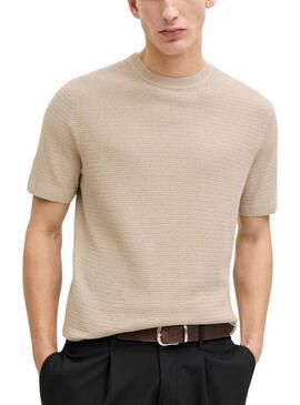 Camisa Jack and Jones Bluriley bege para homem.