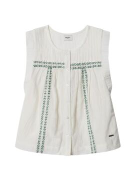 Blusa Pepe Jeans Hetty branca para menina