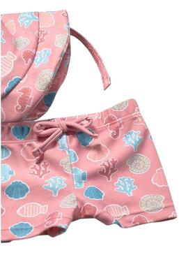 Conjunto Mayoral peixe branco e coral com gorro para bebê