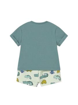 Conjunto Mayoral sapo verde e bermuda de animais para bebê