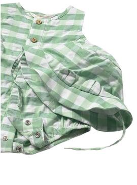 Macacão Mayoral vichy verde com gorro para bebê menino
