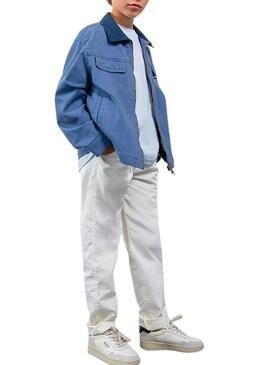 Caçador Mayoral azul médio com gola contrastante para menino.