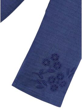 Calça bordada azul marinho da Mayoral para menina.