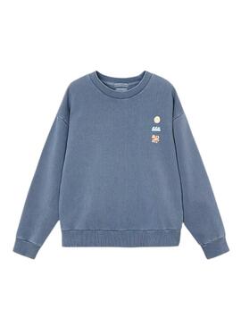 Moletom Mayoral azul médio com estampa na parte de trás para menino.