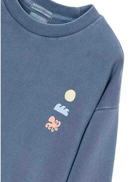 Moletom Mayoral azul médio com estampa na parte de trás para menino.