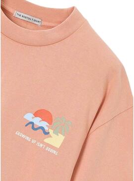 Camiseta Mayoral Búho Barcelona sol e praia coral para menino.