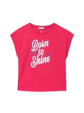 Camiseta Mayoral Shine rosa fucsia para menina.