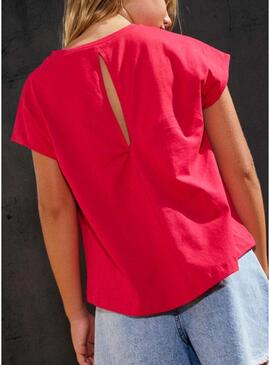 Camiseta Mayoral Shine rosa fucsia para menina.