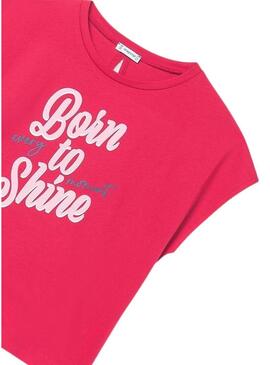 Camiseta Mayoral Shine rosa fucsia para menina.