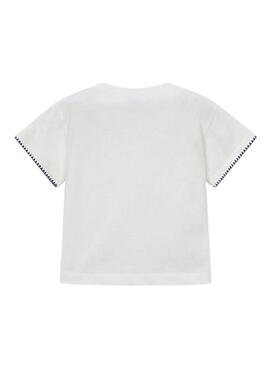 Camiseta Mayoral bolso de crochê branca para menina